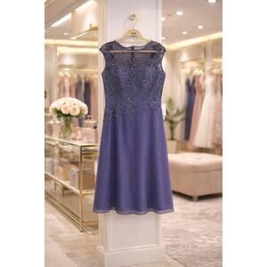 JJ’s House Purple Beaded Dress 16W New NWT Cocktail Wedding Prom Sheer Belted